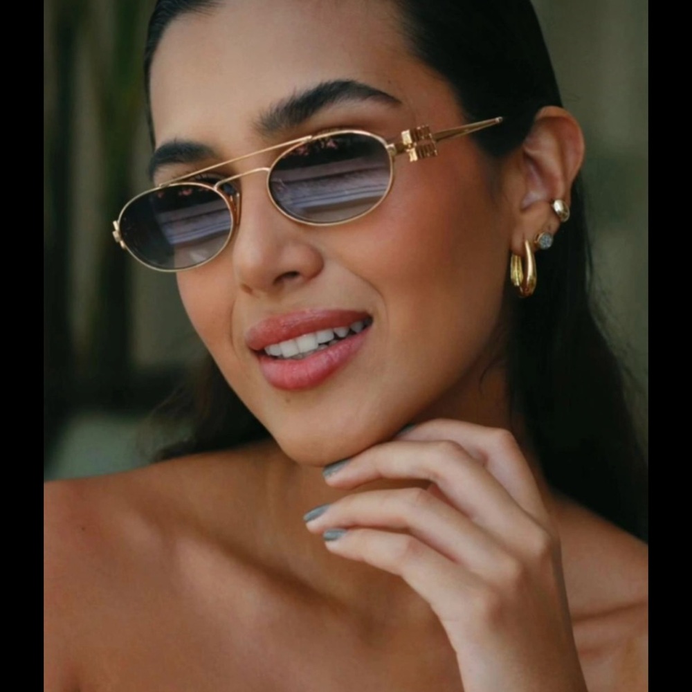 Miu Miu Gold Sunglasses with Pink Case
